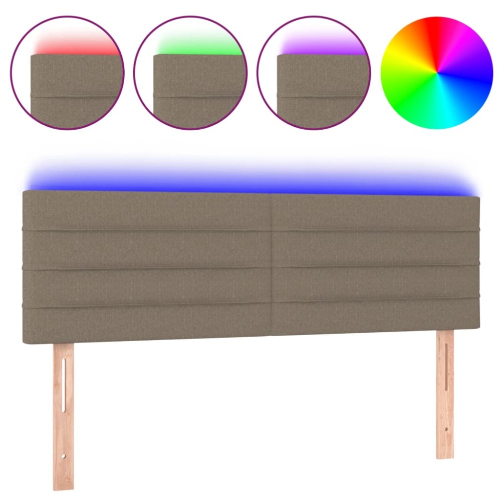 vidaXL Tăblie de pat cu LED, gri taupe, 144x5x78/88 cm, textil