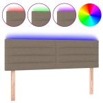 vidaXL Tăblie de pat cu LED, gri taupe, 144x5x78/88 cm, textil vidaXL Tăblie de pat cu LED, gri taupe, 144x5x78/88 cm, textil