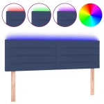 vidaXL Tăblie de pat cu LED, albastru, 144x5x78/88 cm, textil vidaXL Tăblie de pat cu LED, albastru, 144x5x78/88 cm, textil