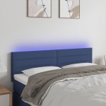 vidaXL Tăblie de pat cu LED, albastru, 144x5x78/88 cm, textil vidaXL Tăblie de pat cu LED, albastru, 144x5x78/88 cm, textil