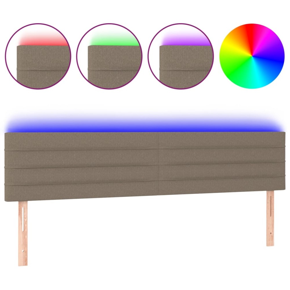 vidaXL Tăblie de pat cu LED, gri taupe, 180x5x78/88 cm, textil