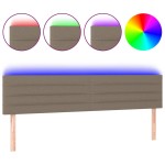 vidaXL Tăblie de pat cu LED, gri taupe, 180x5x78/88 cm, textil