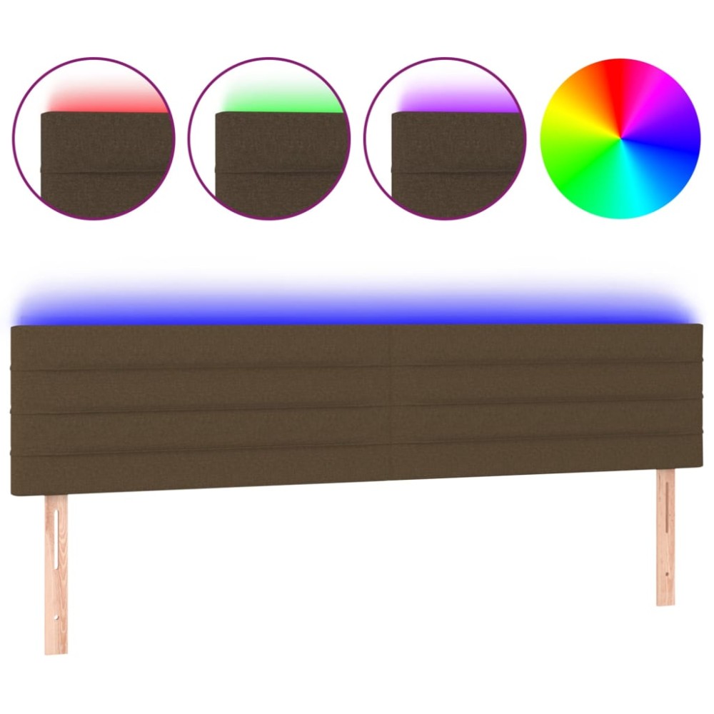 vidaXL Tăblie de pat cu LED, maro închis, 200x5x78/88 cm, textil