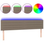 vidaXL Tăblie de pat cu LED, gri taupe, 200x5x78/88 cm, textil