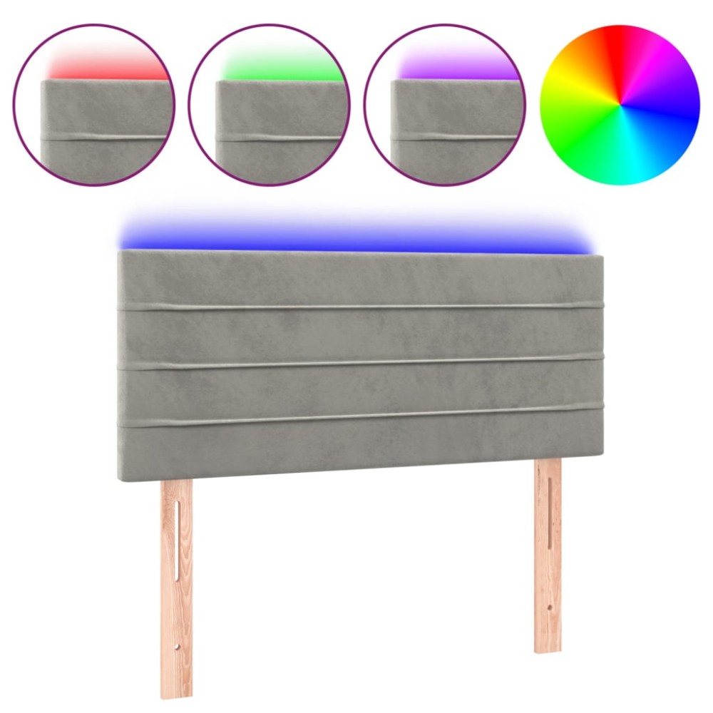 vidaXL Tăblie de pat cu LED, gri deschis, 80x5x78/88 cm, catifea