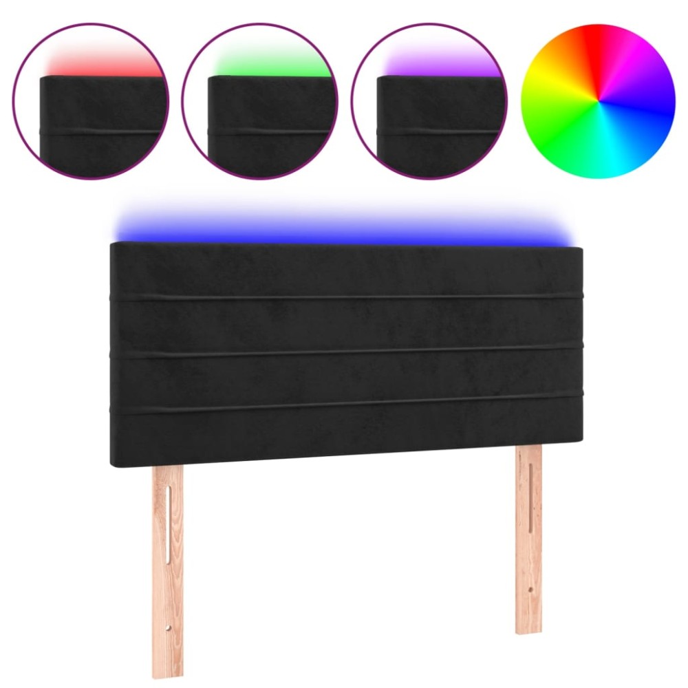 vidaXL Tăblie de pat cu LED, negru, 80x5x78/88 cm, catifea