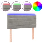 vidaXL Tăblie de pat cu LED, gri deschis, 100x5x78/88 cm, catifea