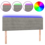 vidaXL Tăblie de pat cu LED, gri deschis, 144x5x78/88 cm, catifea