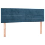 vidaXL Tăblie de pat cu LED, albastru închis, 144x5x78/88 cm, catifea