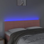 vidaXL Tăblie de pat cu LED, roz, 144x5x78/88 cm, catifea