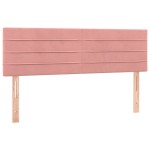 vidaXL Tăblie de pat cu LED, roz, 144x5x78/88 cm, catifea