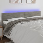 vidaXL Tăblie de pat cu LED, gri deschis, 160x5x78/88 cm, catifea vidaXL Tăblie de pat cu LED, gri deschis, 160x5x78/88 cm, catifea