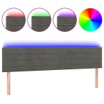 vidaXL Tăblie de pat cu LED, gri închis, 200x5x78/88 cm, catifea vidaXL Tăblie de pat cu LED, gri închis, 200x5x78/88 cm, catifea