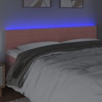 vidaXL Tăblie de pat cu LED, roz, 200x5x78/88 cm, catifea