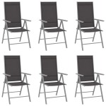 vidaXL Scaune de grădină pliante, 6 buc., negru, textilenă