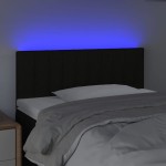 vidaXL Tăblie de pat cu LED, negru, 90x5x78/88 cm, textil