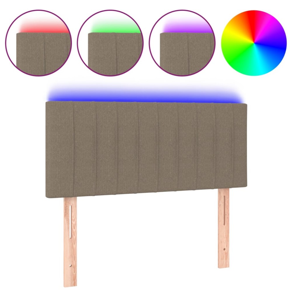 vidaXL Tăblie de pat cu LED, gri taupe, 90x5x78/88 cm, textil