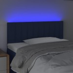vidaXL Tăblie de pat cu LED, albastru, 90x5x78/88 cm, textil