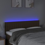 vidaXL Tăblie de pat cu LED, maro închis, 144x5x78/88 cm, textil vidaXL Tăblie de pat cu LED, maro închis, 144x5x78/88 cm, textil