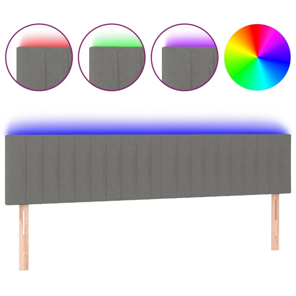 vidaXL Tăblie de pat cu LED, gri închis, 160x5x78/88 cm, textil