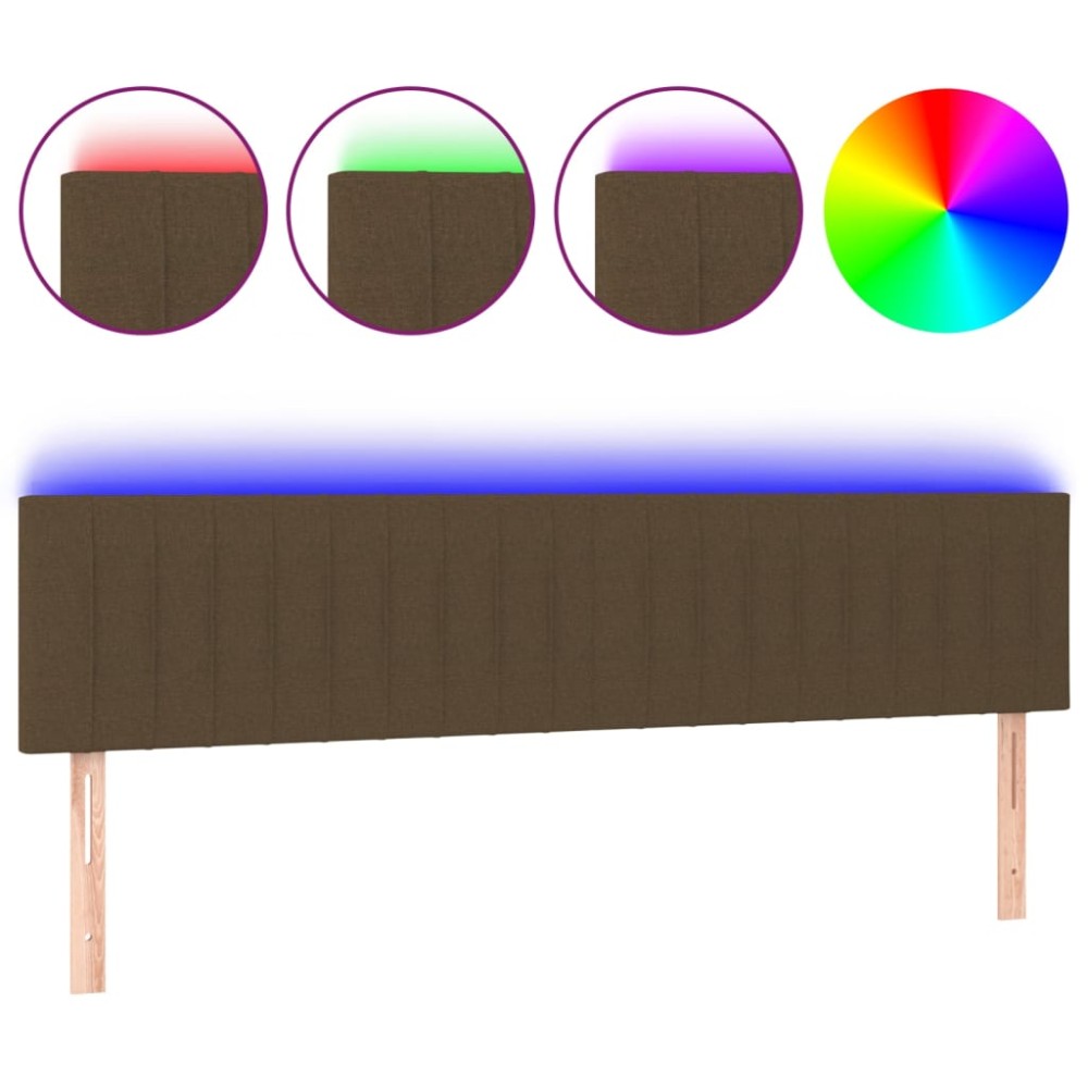 vidaXL Tăblie de pat cu LED, maro închis, 200x5x78/88 cm, textil