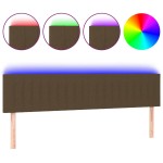 vidaXL Tăblie de pat cu LED, maro închis, 200x5x78/88 cm, textil vidaXL Tăblie de pat cu LED, maro închis, 200x5x78/88 cm, textil