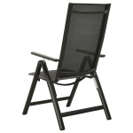 vidaXL Scaune de grădină pliante, 2 buc., negru, textilenă&aluminiu