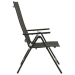 vidaXL Scaune de grădină pliante, 2 buc., negru, textilenă&aluminiu