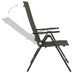 vidaXL Scaune de grădină pliante, 2 buc., negru, textilenă&aluminiu