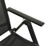 vidaXL Scaune de grădină pliante, 2 buc., negru, textilenă&aluminiu