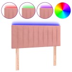 vidaXL Tăblie de pat cu LED, roz, 80x5x78/88 cm, catifea