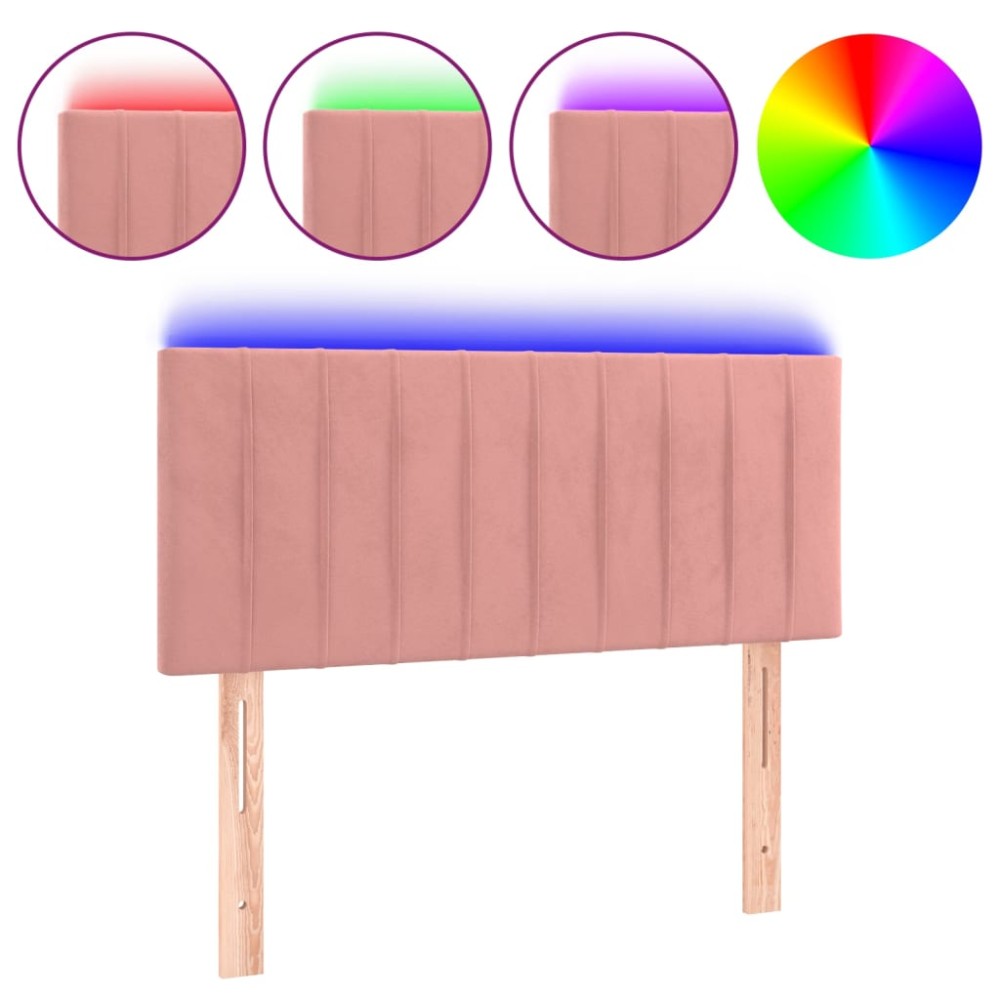 vidaXL Tăblie de pat cu LED, roz, 90x5x78/88 cm, catifea