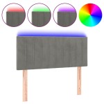 vidaXL Tăblie de pat cu LED, gri deschis, 100x5x78/88 cm, catifea