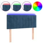 vidaXL Tăblie de pat cu LED, albastru închis, 100x5x78/88 cm, catifea