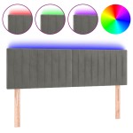 vidaXL Tăblie de pat cu LED, gri deschis, 144x5x78/88 cm, catifea