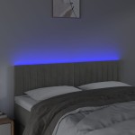 vidaXL Tăblie de pat cu LED, gri deschis, 144x5x78/88 cm, catifea