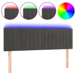 vidaXL Tăblie de pat cu LED, gri închis, 144x5x78/88 cm, catifea