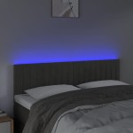 vidaXL Tăblie de pat cu LED, gri închis, 144x5x78/88 cm, catifea