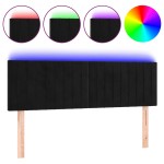 vidaXL Tăblie de pat cu LED, negru, 144x5x78/88 cm, catifea vidaXL Tăblie de pat cu LED, negru, 144x5x78/88 cm, catifea