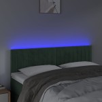vidaXL Tăblie de pat cu LED, verde închis, 144x5x78/88 cm, catifea
