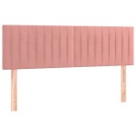 vidaXL Tăblie de pat cu LED, roz, 144x5x78/88 cm, catifea