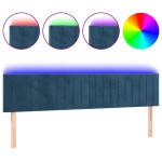 vidaXL Tăblie de pat cu LED, albastru închis, 160x5x78/88 cm, catifea