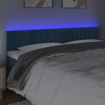vidaXL Tăblie de pat cu LED, albastru închis, 160x5x78/88 cm, catifea