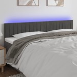 vidaXL Tăblie de pat cu LED, gri închis, 200x5x78/88 cm, catifea vidaXL Tăblie de pat cu LED, gri închis, 200x5x78/88 cm, catifea