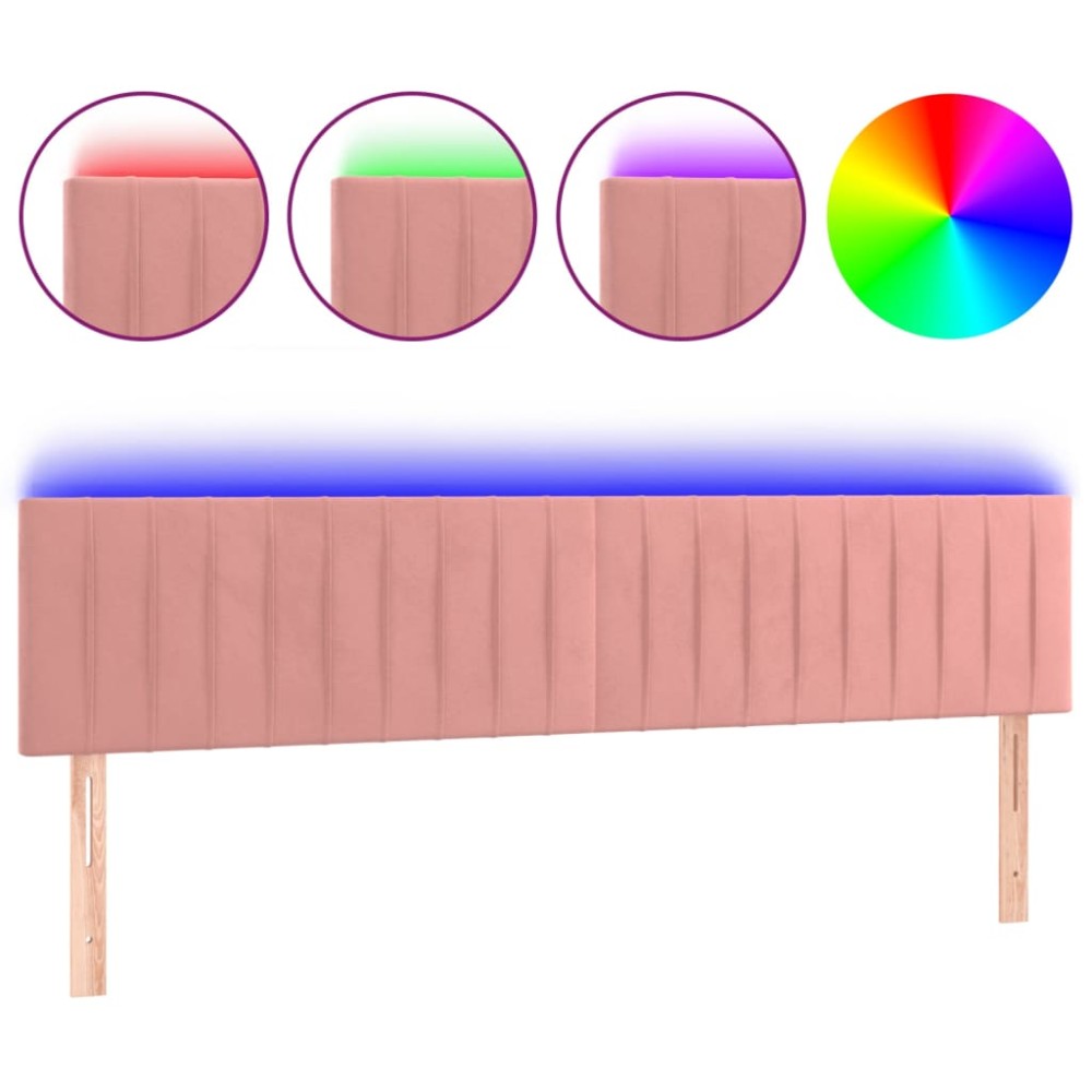 vidaXL Tăblie de pat cu LED, roz, 200x5x78/88 cm, catifea