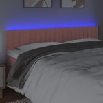 vidaXL Tăblie de pat cu LED, roz, 200x5x78/88 cm, catifea
