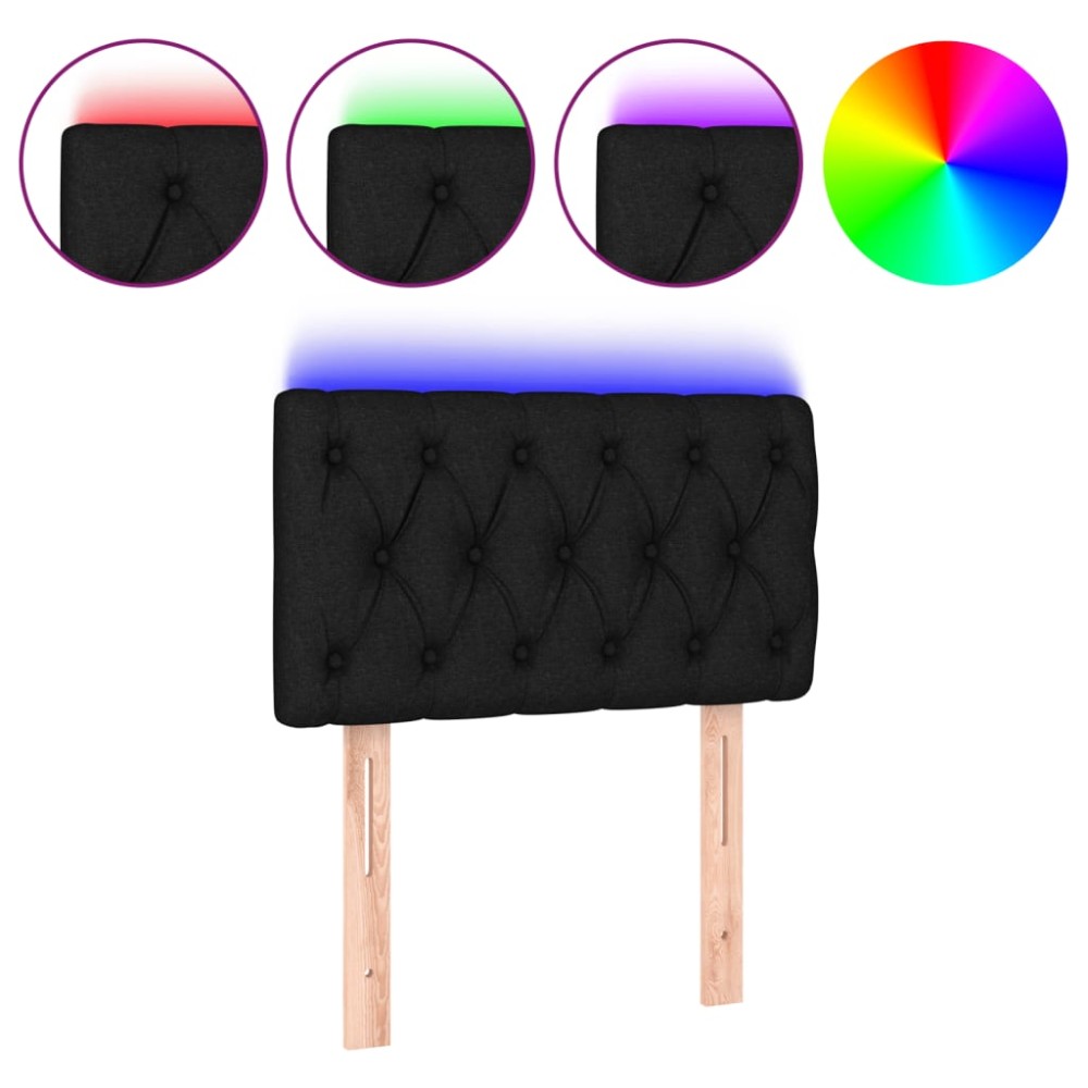 vidaXL Tăblie de pat cu LED, negru, 80x7x78/88 cm, textil