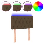 vidaXL Tăblie de pat cu LED, maro închis, 80x7x78/88 cm, textil vidaXL Tăblie de pat cu LED, maro închis, 80x7x78/88 cm, textil