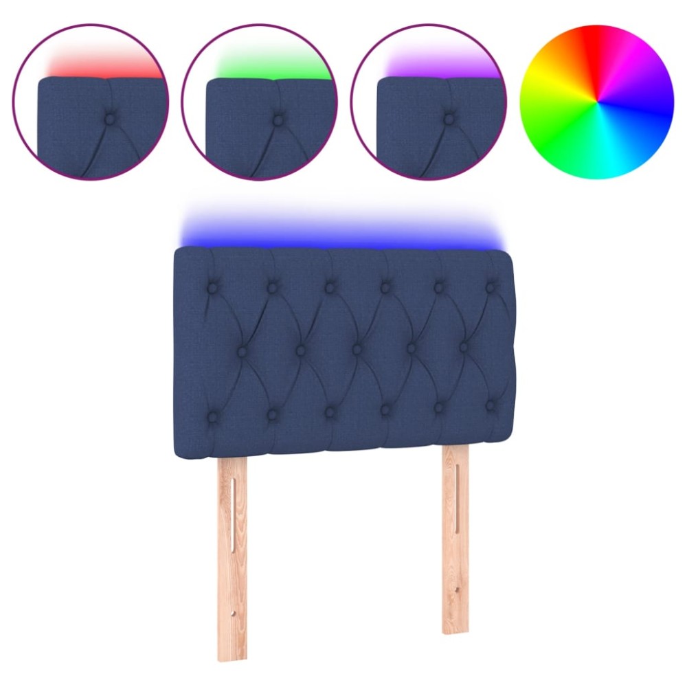 vidaXL Tăblie de pat cu LED, albastru, 80x7x78/88 cm, textil