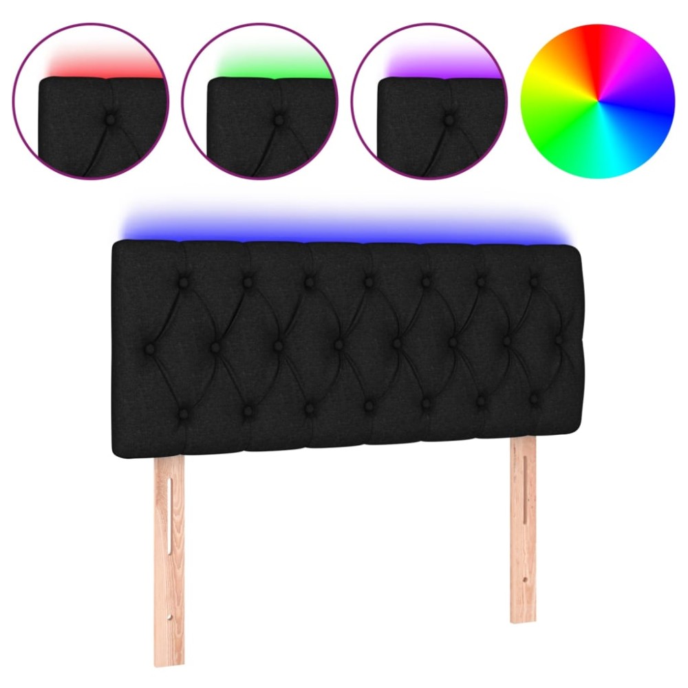 vidaXL Tăblie de pat cu LED, negru, 90x7x78/88 cm, textil